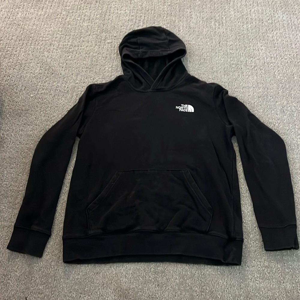 Boys black North Face hoodie size large
